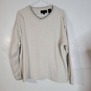 Mens Alexander Julian Colours Sweater Off White Gray Trim Size Med 100% Cotton